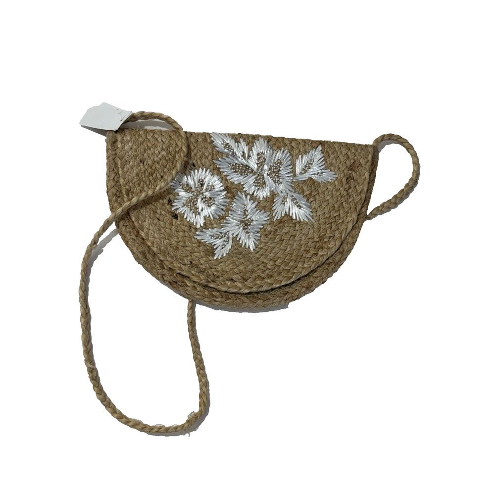 Boutique Floral Embroidered Crossbody Purse Vacation NEW Half Moon